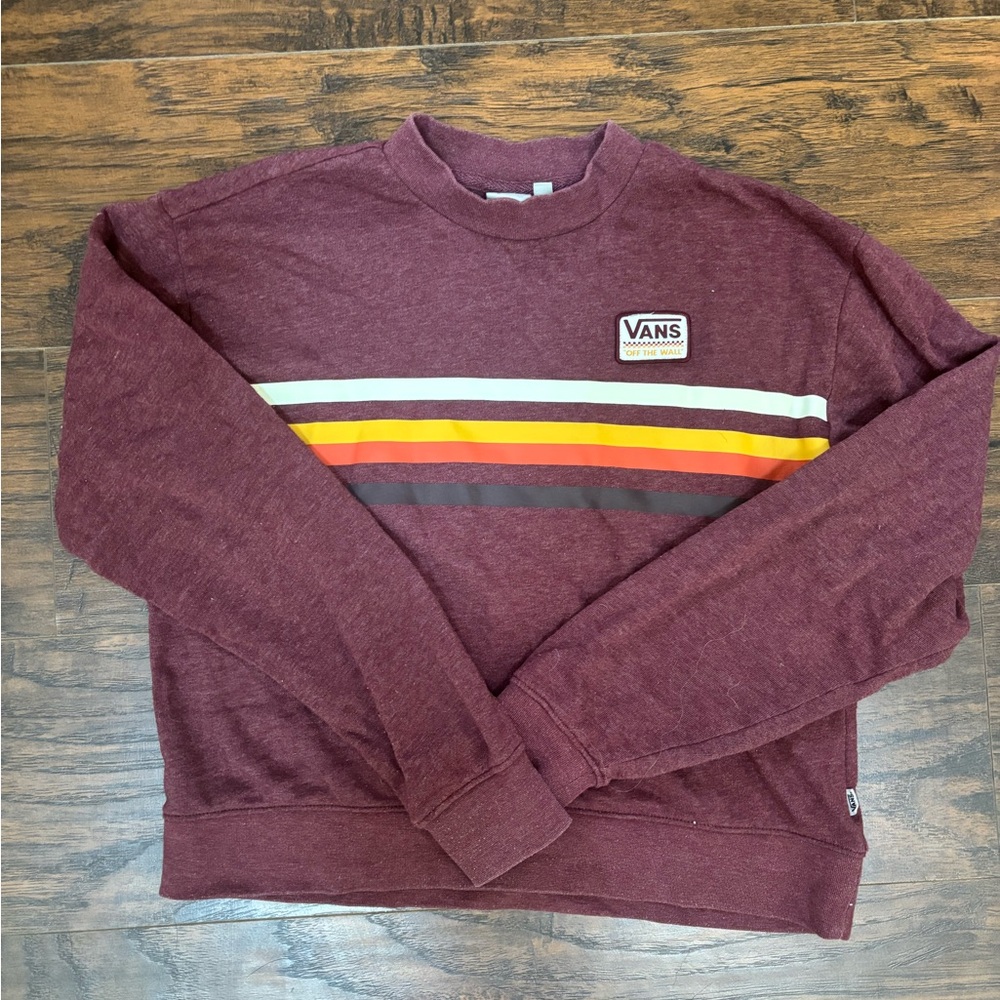 Vans Women’s Maroon Crewneck Sweater with Stripes